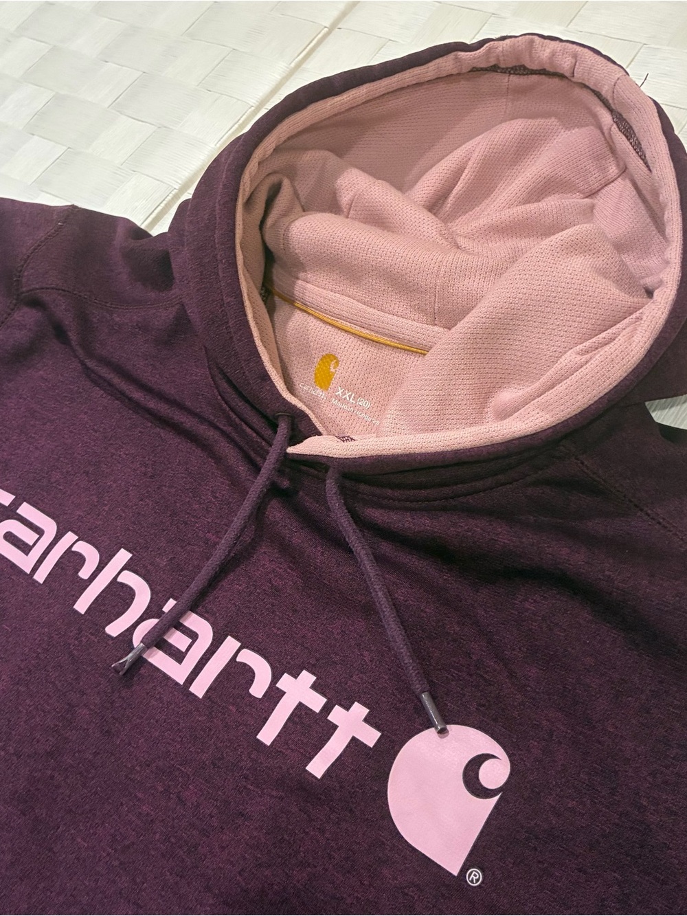 Carhartt Women's Two-Tone Purple & Pink Logo Cowl Neck Hoodie